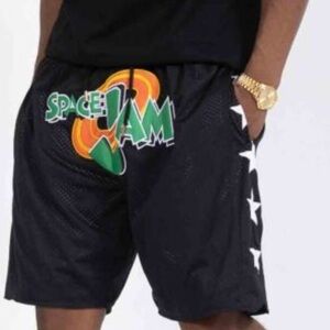 Space Jam Just Don Basketball Shorts Black W/ Stars & Zipper Pockets Mens XL